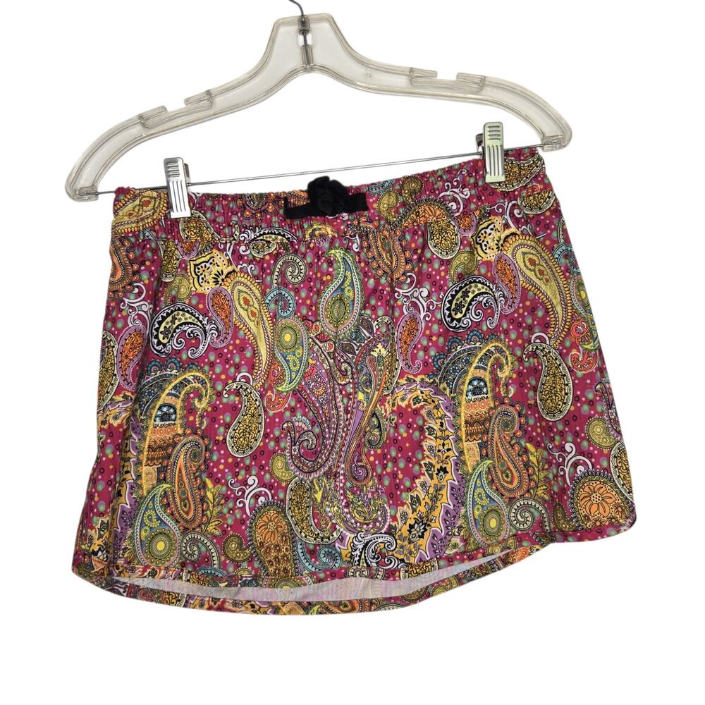 Prana Womens Athletic Skort Mini Retro Paisley Elastic Waist Golf Outdoors Small